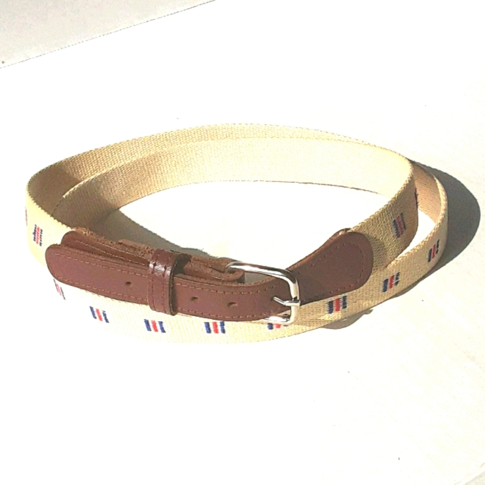 EUC VINTAGE Canvas and Leather Nautical Belt